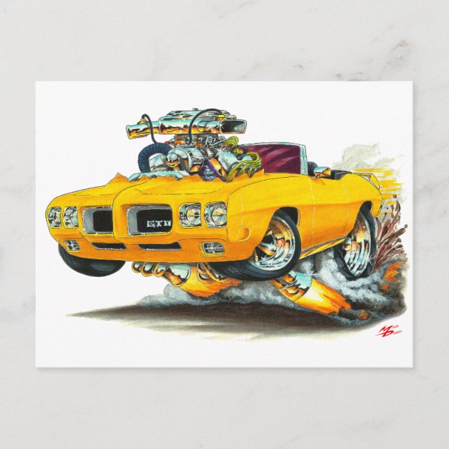 GTO Orange-Konvertible 1970 Postkarte (Vorderseite)