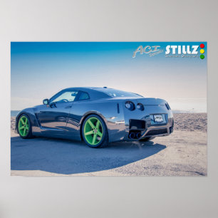 GTR mit schwarzem Chrome auf dem Strandplakat Poster
