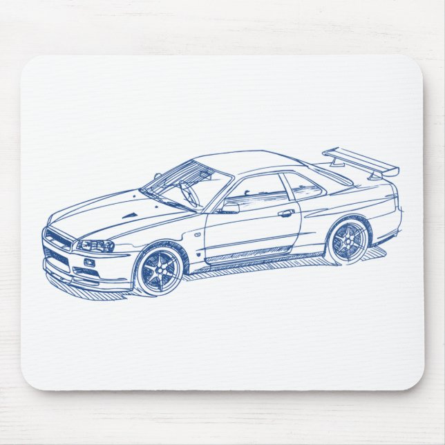 GTR Skizze R34 2000 Nis-Skyline Mousepad (Vorne)