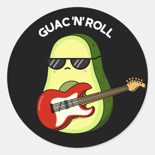 Guac and Roll Funny Avocado Pun Dark BG Runder Aufkleber (Vorderseite)
