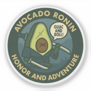 Guac And Roll Samurai Avocado Grafik Aufkleber