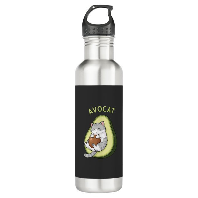 Guac Meow Mode Edelstahlflasche (Vorderseite)