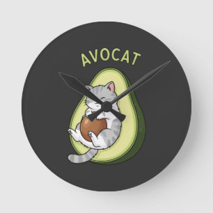Guac Meow Mode Runde Wanduhr