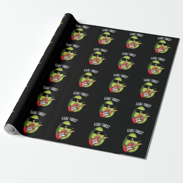 Guac-tarist Funny Avocado Pun Dark BG Geschenkpapier (Ungerollt)
