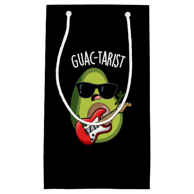 Guac-tarist Funny Avocado Pun Dark BG Kleine Geschenktüte (Vorderseite)