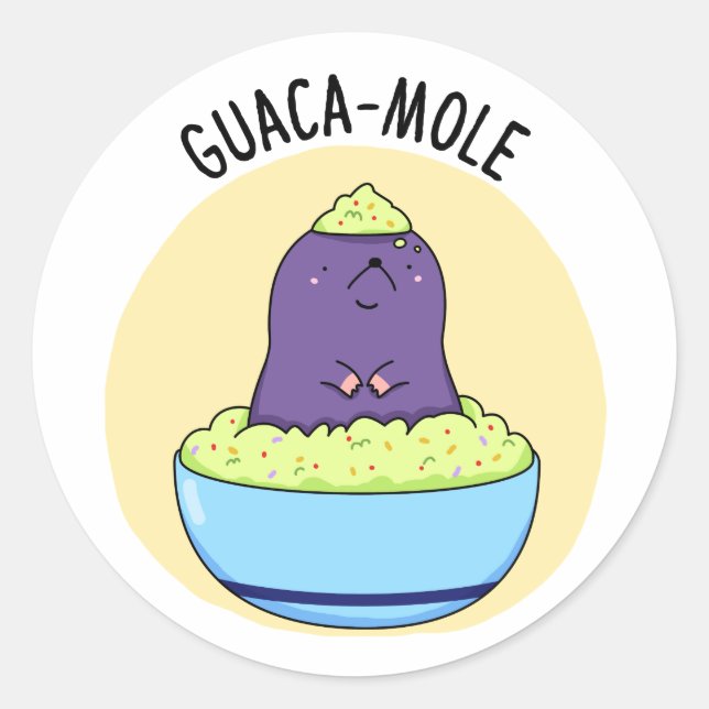 Guacamole Funny Mole in Guacamole Dip Pup Runder Aufkleber (Vorderseite)