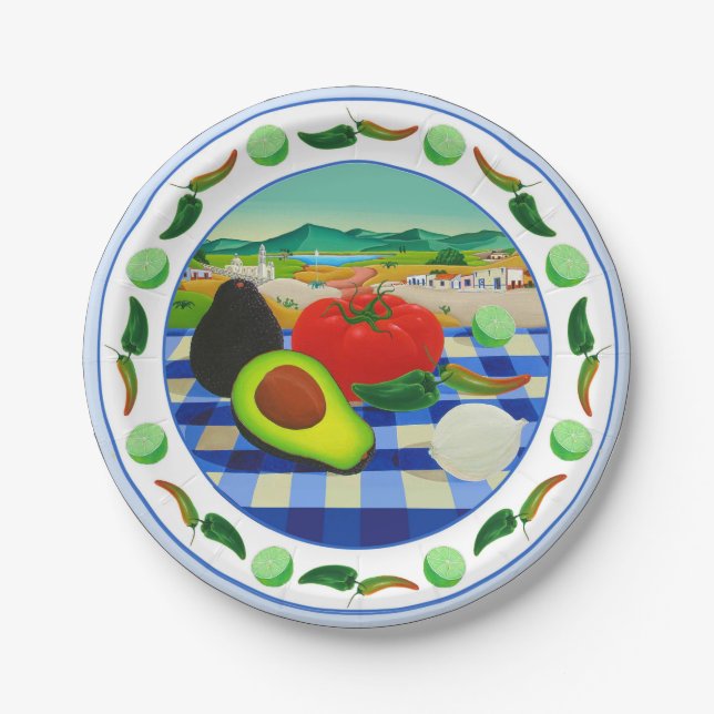 Guacamole Papierplatte Pappteller (Vorderseite)