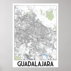 Guadalajara, Mexiko-Karte Poster
