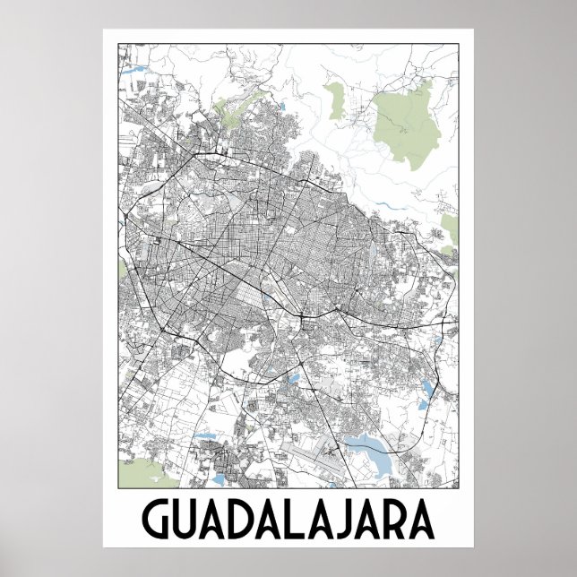 Guadalajara, Mexiko-Karte Poster (Vorne)