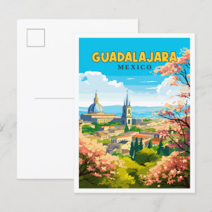 Guadalajara Mexiko Vintage Illustration Postkarte