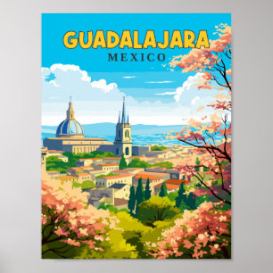 Guadalajara Mexiko Vintage-Reiseillustration Poster