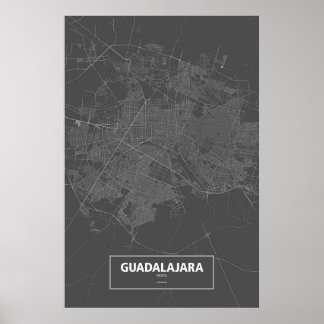 Guadalajara, Mexiko (weiß auf Schwarzem) Poster
