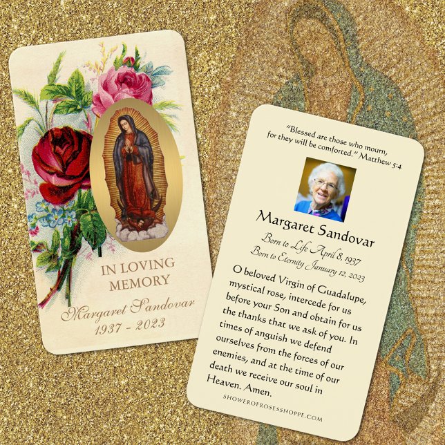 Guadalupe Beerdigung Katholische Gebetskarte (Traditional Catholic Our Lady of Guadalupe Funeral Prayer Cards)