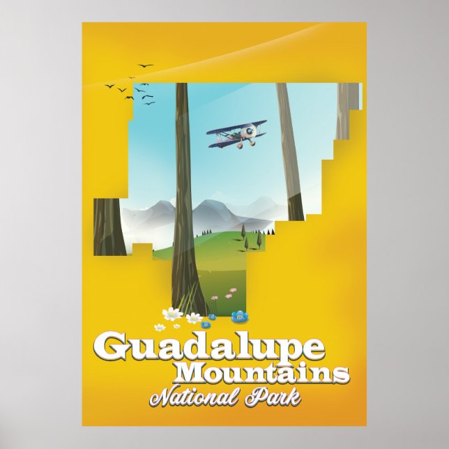 Guadalupe Berge Nationalpark, Texas Karte. Poster (Vorne)