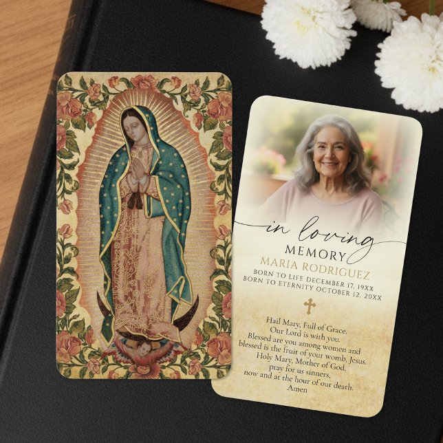 Guadalupe Funeral Catholic Photo Prayer Card (Von Creator hochgeladen)