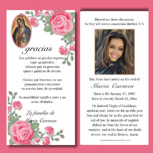 Guadalupe Jungfrau Mary Funeral Beileid Spanisch Dankeskarte