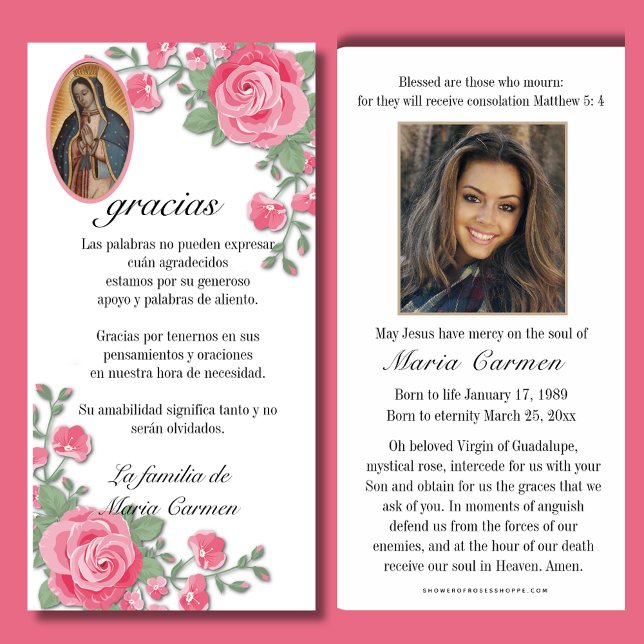 Guadalupe Jungfrau Mary Funeral Beileid Spanisch Dankeskarte (Von Creator hochgeladen)