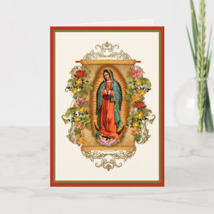 Guadalupe Jungfrau Mary Religiöse Rose Rosary Dankeskarte