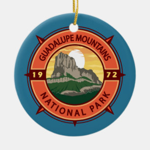 Guadalupe Mountains National Park Retro Compass Keramik Ornament