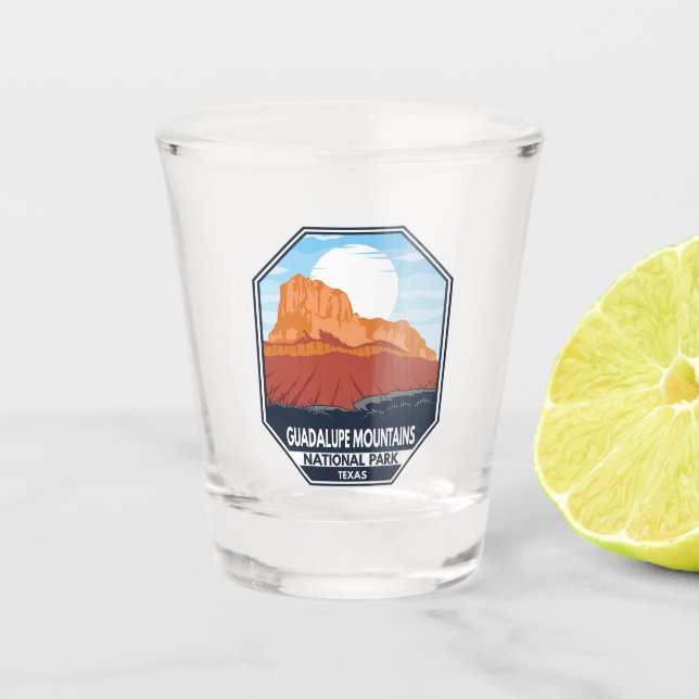 Guadalupe Mountains Nationalpark El Capitan Retro Schnapsglas (Vorderseite)