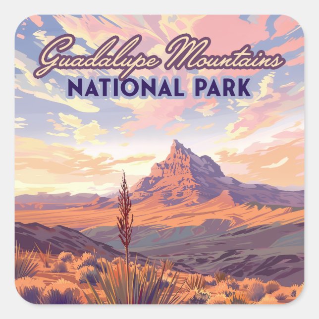 Guadalupe Mountains Nationalpark El Capitan Texas Quadratischer Aufkleber (Vorderseite)
