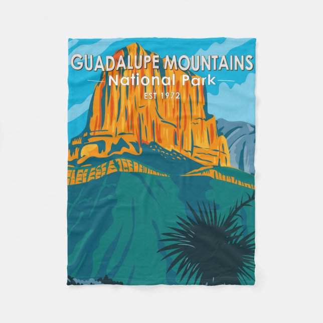 Guadalupe Mountains Nationalpark Texas Vintag Fleecedecke (Vorderseite)