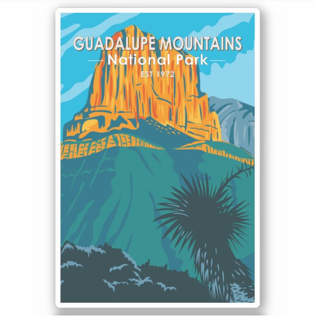 Guadalupe Mountains Nationalpark Vintag Aufkleber (Vorderseite)
