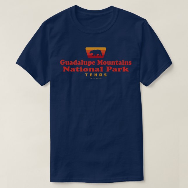 Guadalupe Nationalpark Retro Abzeichen Bär T-Shirt (Design vorne)