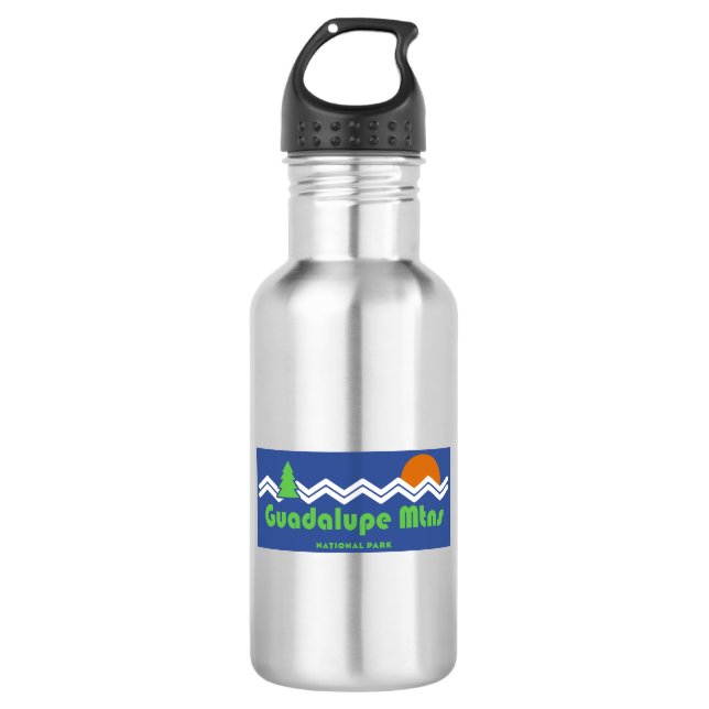 Guadalupe Nationalpark Retro Edelstahlflasche (Vorderseite)