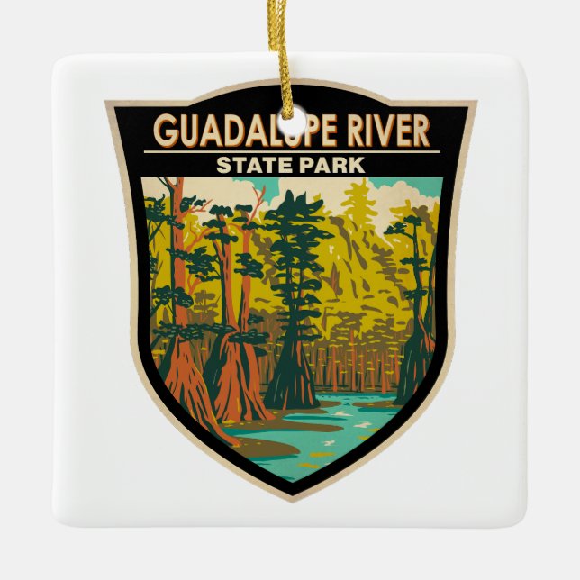 Guadalupe River Staat Park Texas Vintag Keramikornament (Vorderseite)