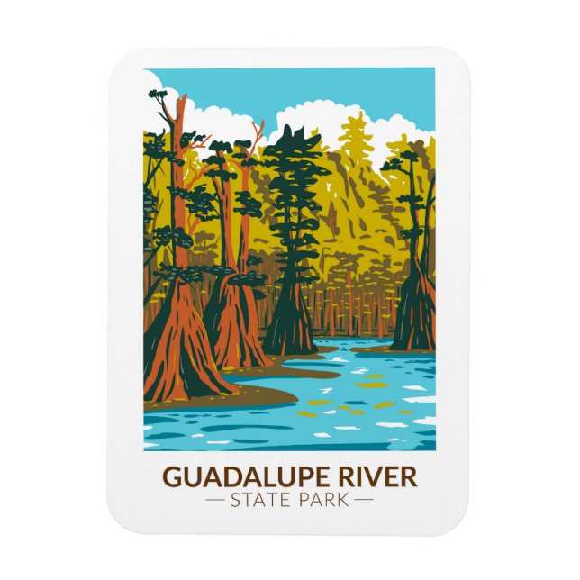 Guadalupe River Staat Park Texas Vintag Magnet (Vertikal)