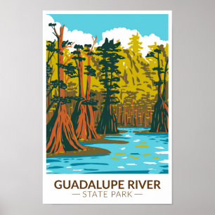 Guadalupe River Staat Park Texas Vintag Poster