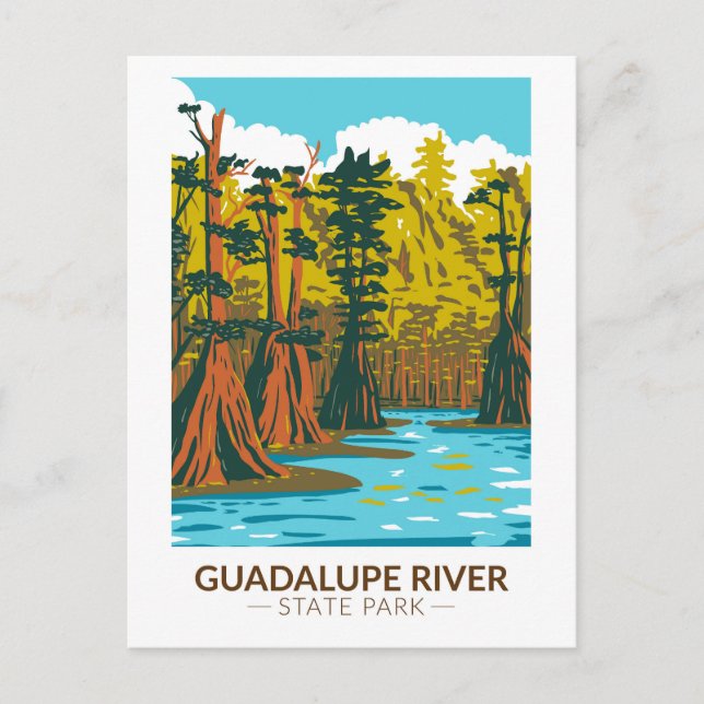 Guadalupe River Staat Park Texas Vintag Postkarte (Vorderseite)