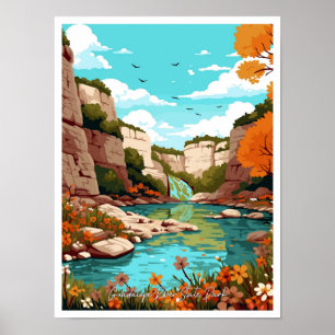 Guadalupe River Staat Park Texas Vintage Travel Poster
