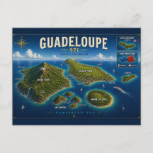 Guadeloupe 971 Vintage Karte