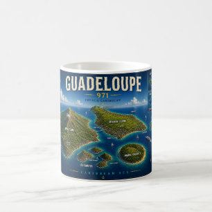 Guadeloupe 971 Vintage Karte Kaffeetasse