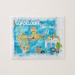 Guadeloupe Antilles Illustrierte Reisekarte Puzzle