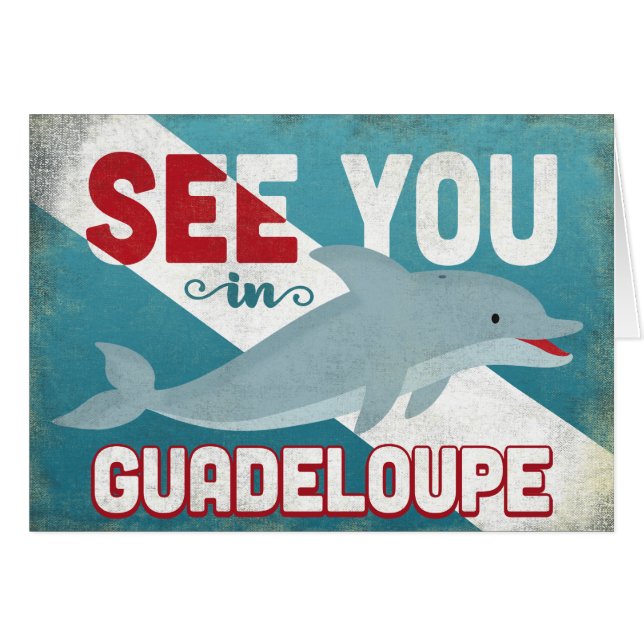 Guadeloupe Dolphin - Retro Vintage Travel (Vorderseite (Horizontal))