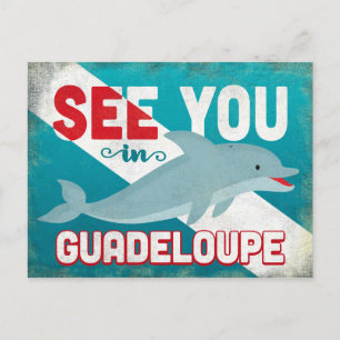 Guadeloupe Dolphin - Retro Vintage Travel Postkarte