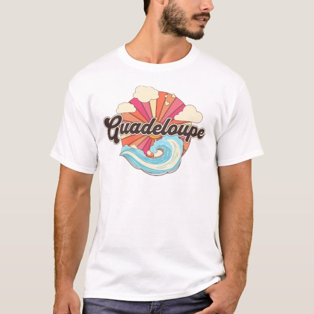 Guadeloupe French Caribbean Retro T-Shirt (Vorderseite)