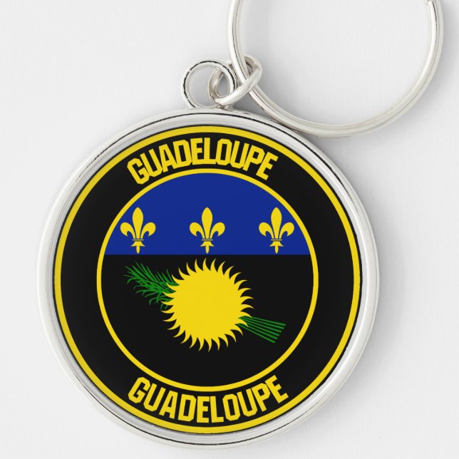 Guadeloupe-RundEmblem Schlüsselanhänger (Vorne)
