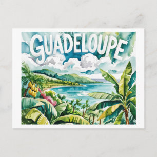 Guadeloupe Tropisch Karibische Landschaft Aquarell Postkarte