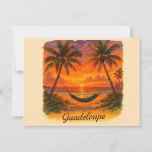 Guadeloupe – Tropischer Sonnenuntergang mit Hängem Postkarte