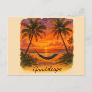 Guadeloupe – Tropischer Sonnenuntergang mit Hängem Postkarte