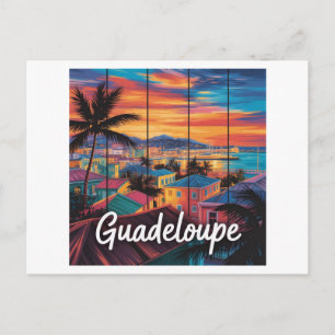 Guadeloupe Tropischer Sonnenuntergang Vibrant Postkarte