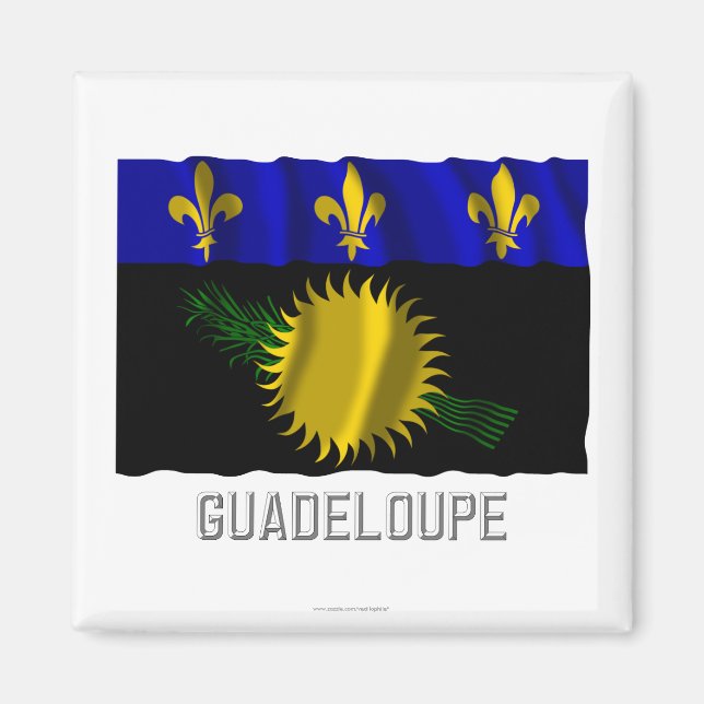 Guadeloupe windet Flagge mit Namen Magnet (Vorne)