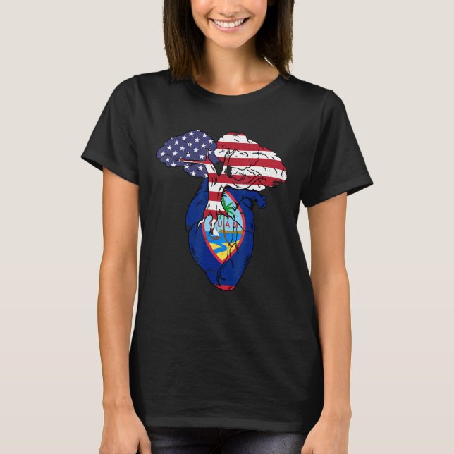 Guam Flag Guamanian Guam Pride Heart T-Shirt (Vorderseite)