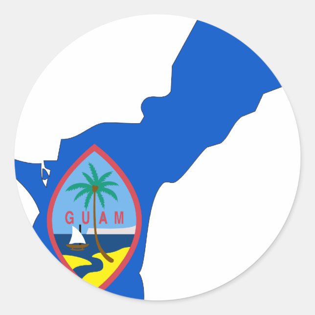 Guam Flag Karte Runder Aufkleber (Vorderseite)