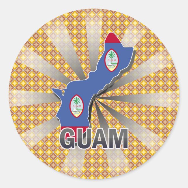 Guam Flag Map 2.0 Runder Aufkleber (Vorderseite)