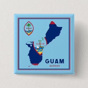 Guam Flag Map & Siegel Button